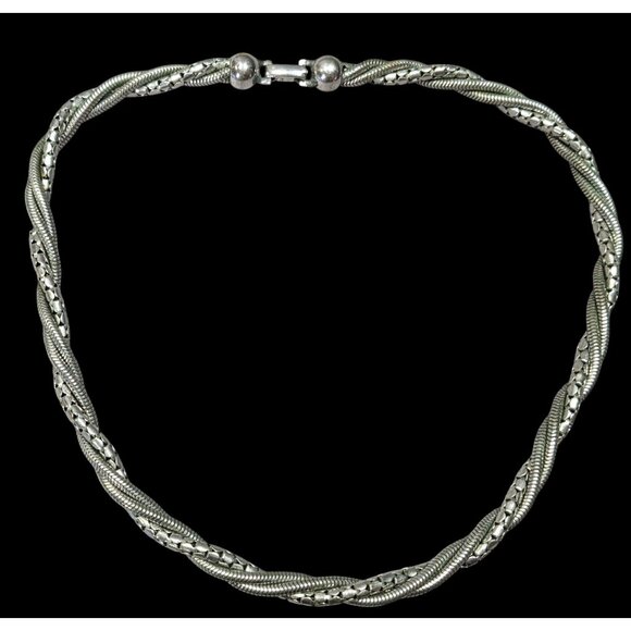 Elegant Twisted Multi-Chain Silver Tone Necklace - Picture 1 of 6